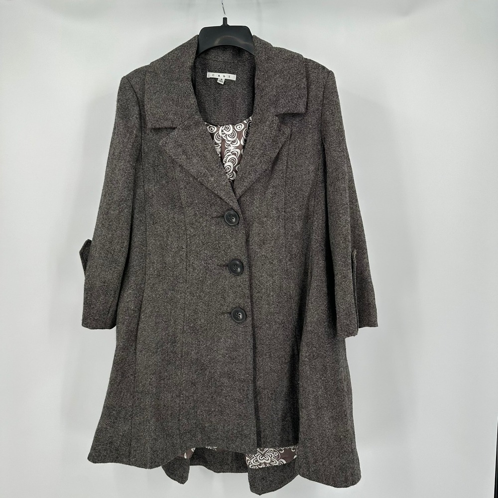 Cabi Womens Old‎ Money Coat Size 8 Minimalist Classic Wool Blend Winter Elegant